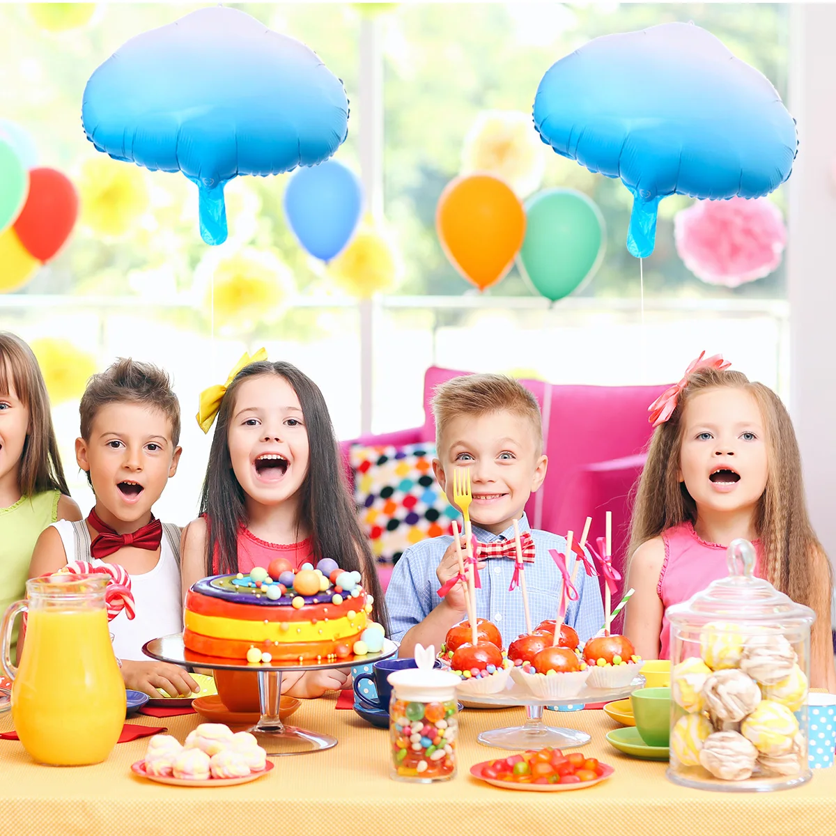 

12pcs Aluminum Foil Cloud Balloons Decorative Party Supplies Wedding Birthday Decoration Reusable For Indoor Outdoor