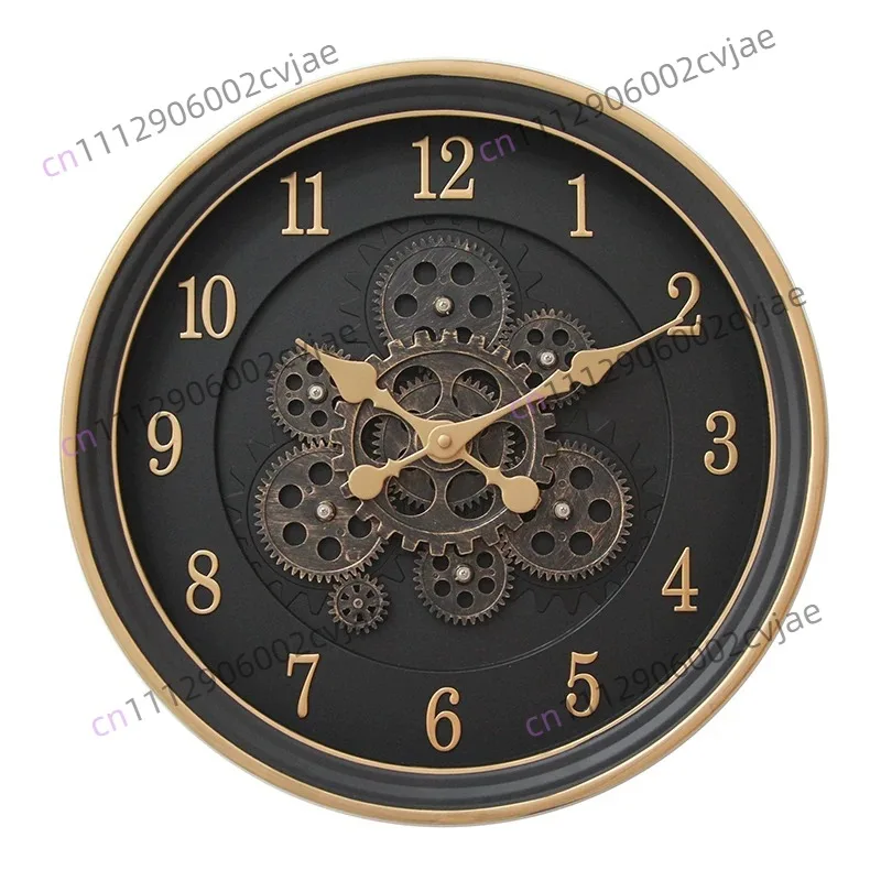 Times come and go, simple retro gear can turn wall clock 16 inches 40cm large size living room wall watch clock