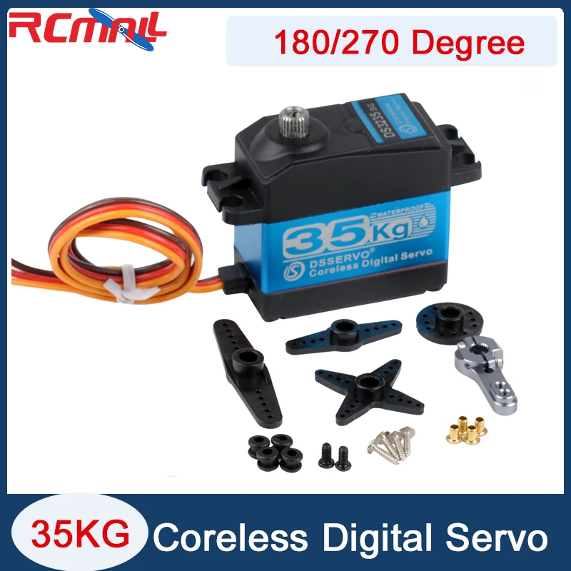 DS51150 35KG Digital Metal Robotic Servo Coreless Motor 180/270 Degree Waterproof IP66 with 25T Arm for RC DIY Car Robotic