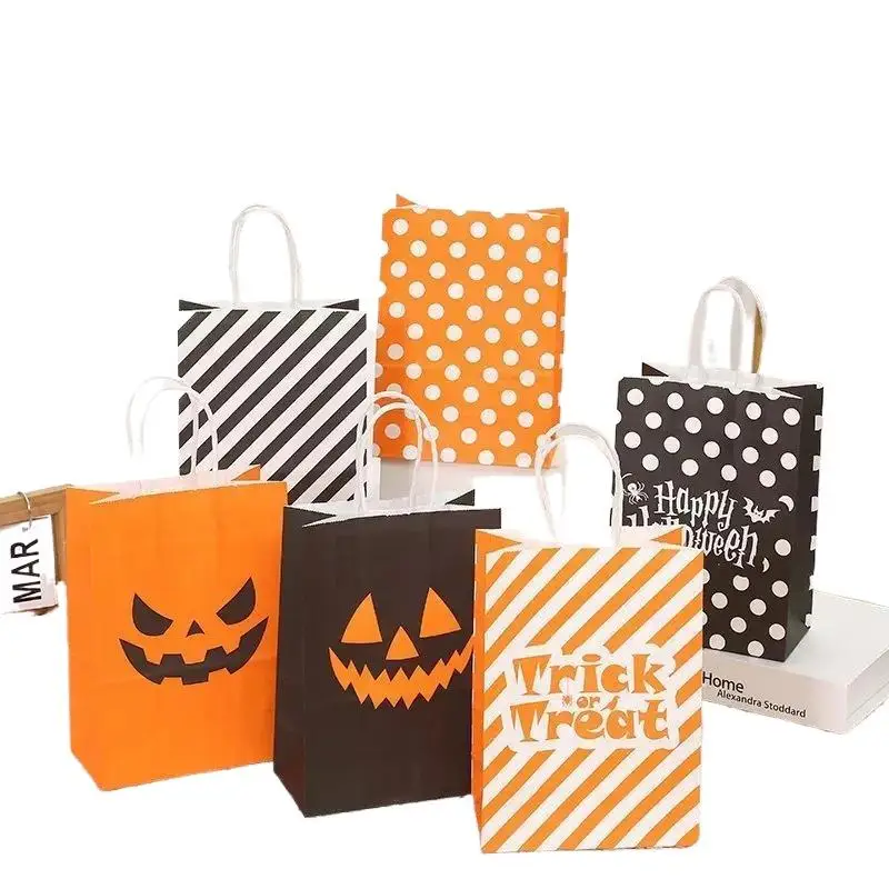 1Halloween Pumpkin Bags With Handles Trick Or Treat Candy Bag Gift Packaging Birthday Wedding Halloween Christmas Party Supplie
