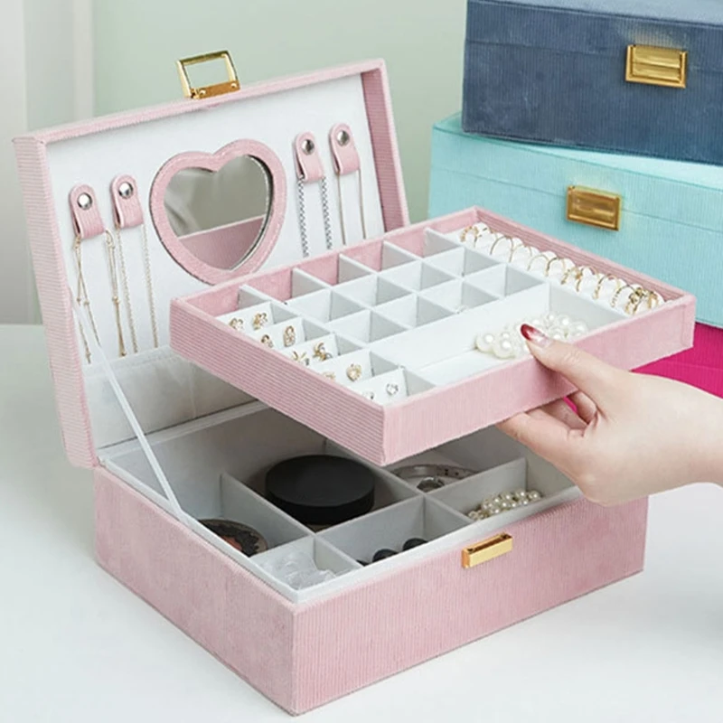 

Роскошный ящик для хранения ювелирных изделий Многоцелевой ящик для хранения ювелирных изделий с большими очками и просторными