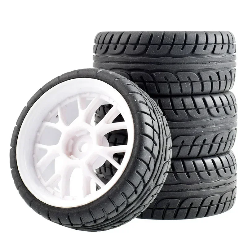 Pneus e rodas de borracha para carro RC, jantes, cubo sextavado de 12 mm para WLtoys 144001 e pneu de carro 1/18 1/16 1/10 (4 pacotes)