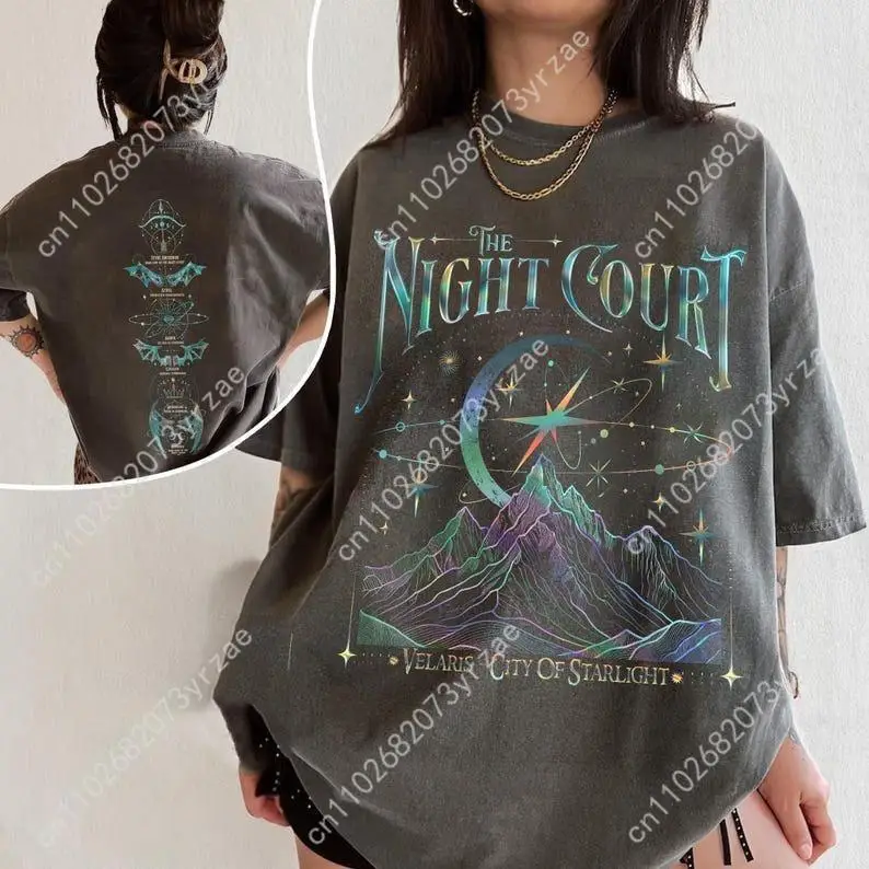 เสื้อยืด The Night Court Acotar 2 ลาย Retro Wash สำหรับผู้ชายและผู้หญิง คุณภาพสูง สไตล์วินเทจ ผ้าฝ้าย แขนสั้น เนื้อผ้านุ่ม ระบายอากาศได้ดี