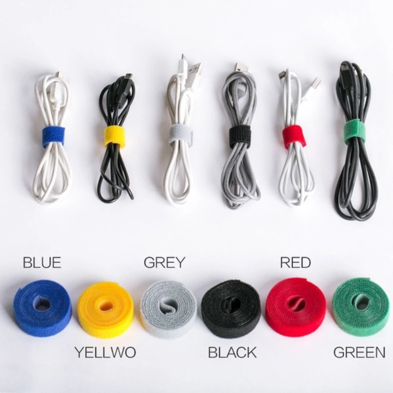 2 pieces of 10M color strong self-adhesive hook and loop buckle nylon buckle reusable magic tape power cord tie
