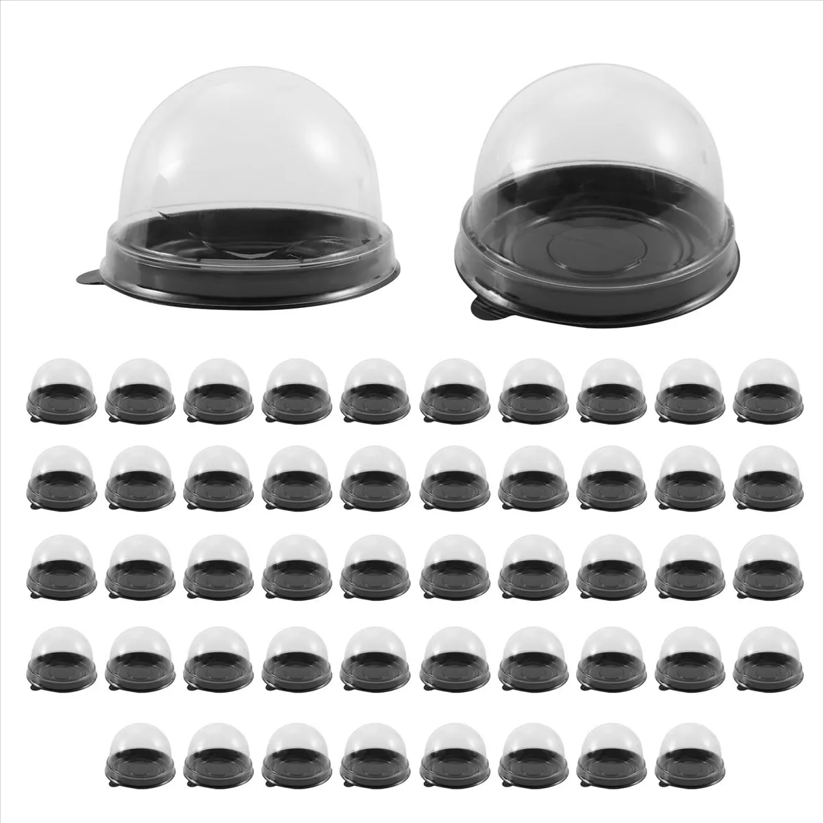 2026 New 50 Pack Mini Cupcake Containers Clear Plastic Cake Box with Dome Lids for Muffin Mooncake Dessert Cheese Pastry