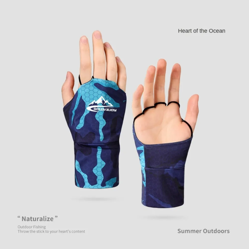 

Elastic Half Finger Golf Gloves Thin Anti-UV Sunscreen Gloves Solid Color Protect Wrist Wristband Ice Silk Mittens Cycling