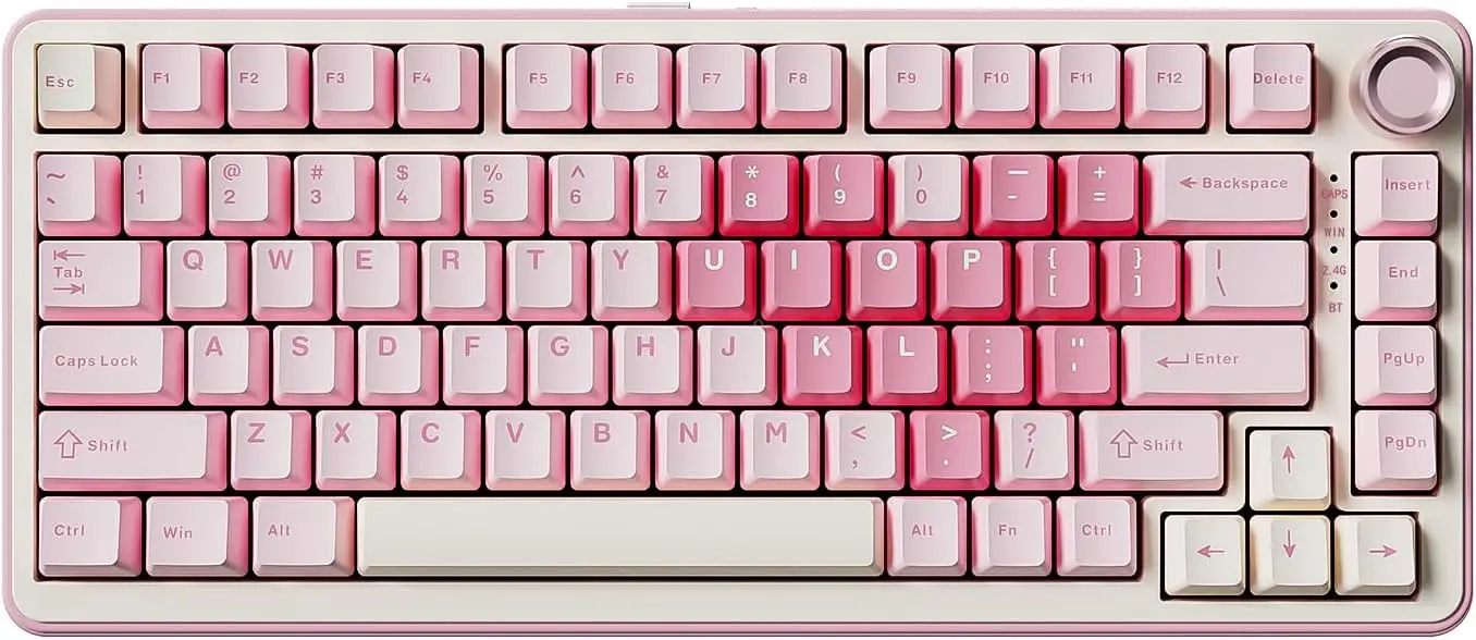 

75% Wireless Mechanical Keyboard with Knob, Hot Swap Gasket, Creamy Switches, RGB Backlit, Bluetooth/Type-C/2.4G for Win/Mac