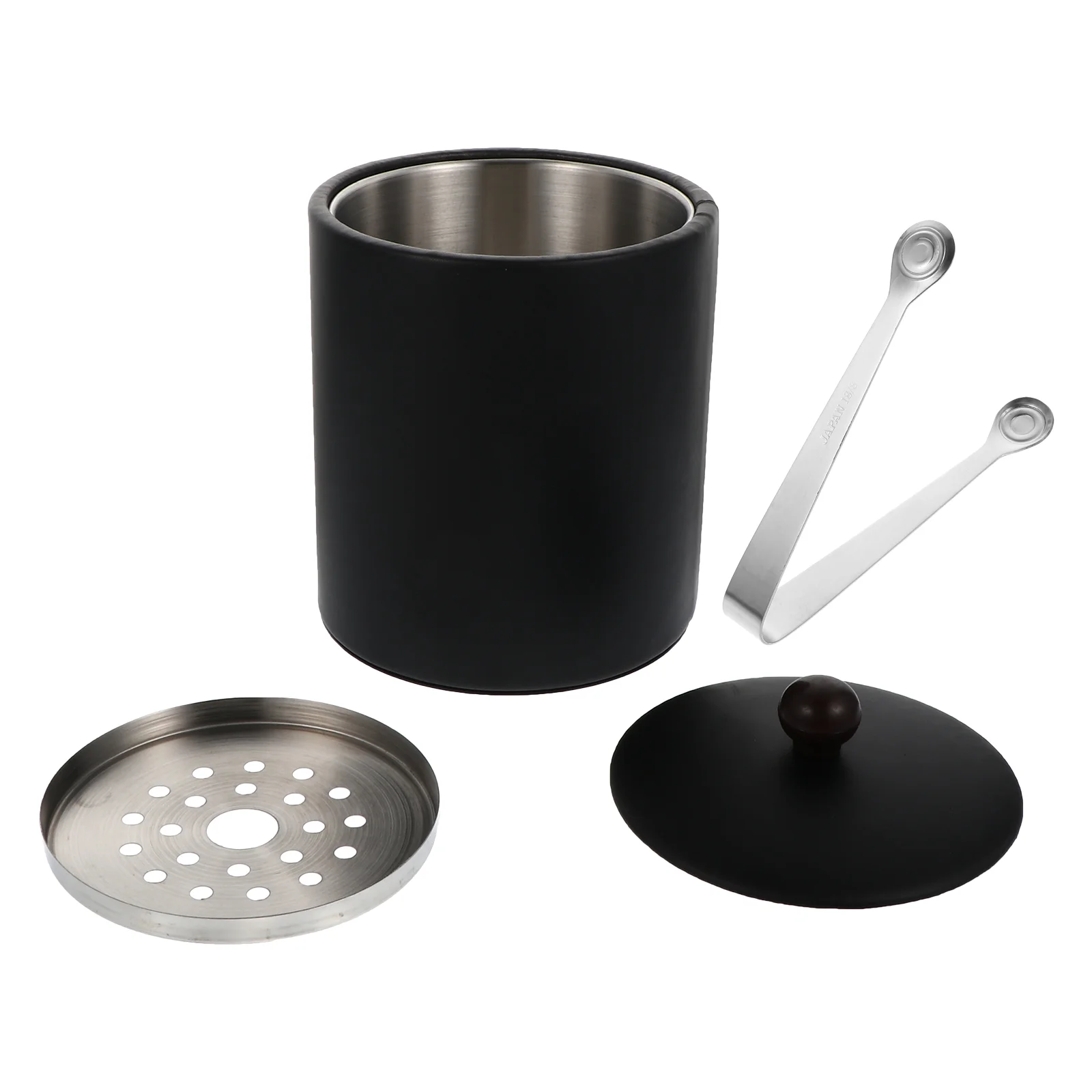 

Tumbler Stainless Steel Ice Bucket Mini Tongs for Serving Drinks Black Bottle