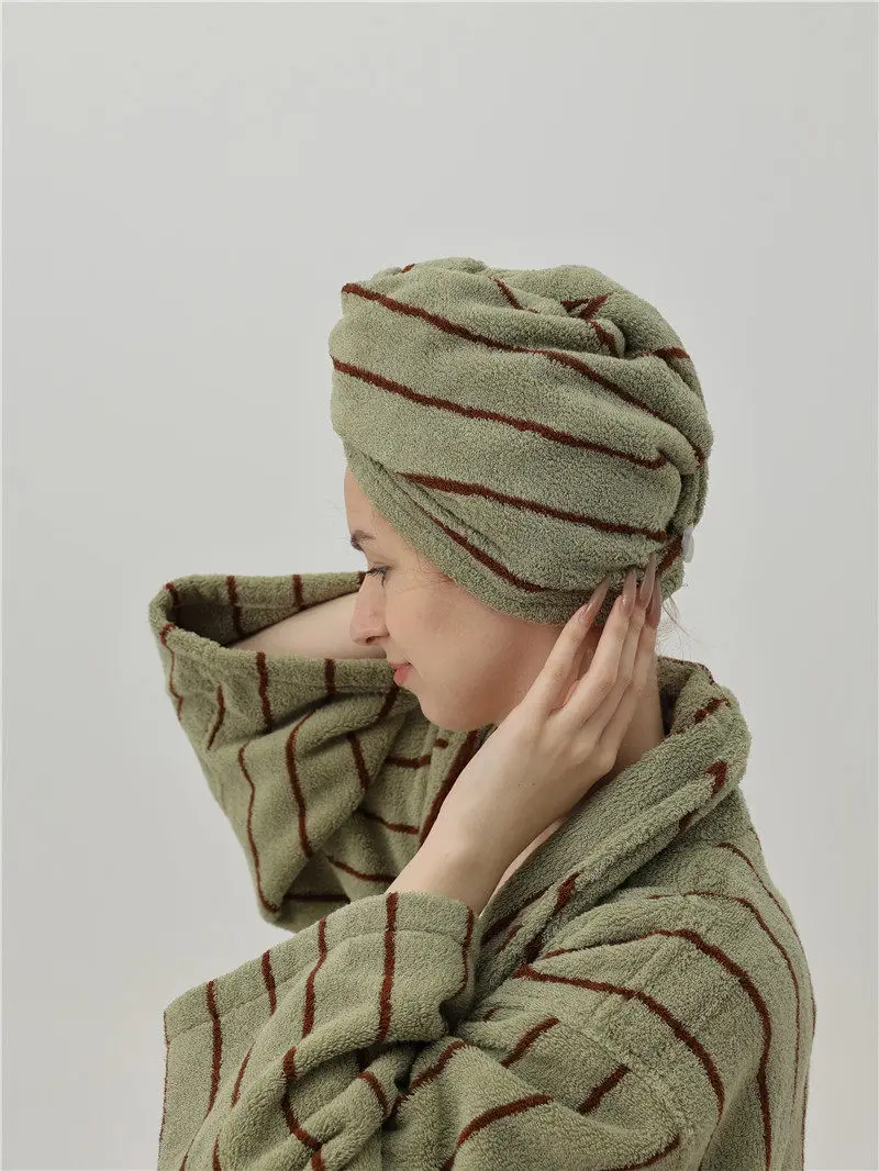 Retro Pure Cotton Hair Drying Cap Soft Cotton Thickened Hair Towel for Bathroom Absorbent Quick Drying Shower Cap Hair Towel