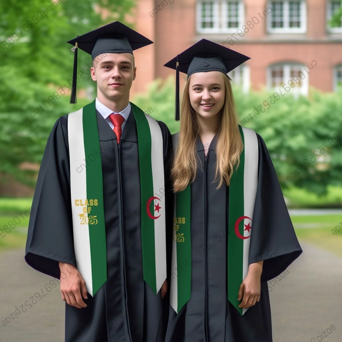 

New Algeria Flag Unisex Top Print Graduation Stole Sash Adult Plain Graduate Honor Stole Class of 2025