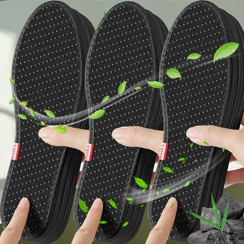 

6PCS Bamboo Charcoal Deodorant Insoles Mesh Breathable Absorb-Sweat Shoe Pads Men Running Sport Insert Light Weight Insole