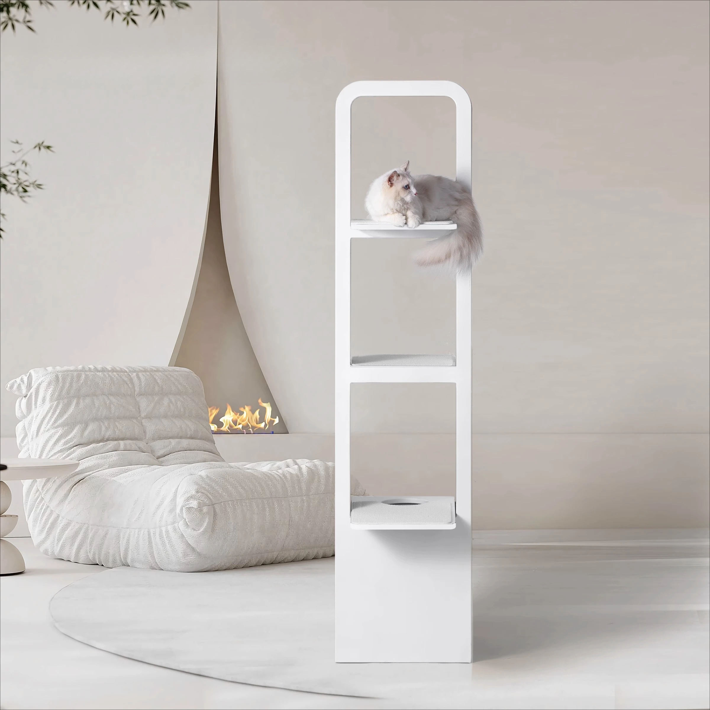 Cadre d'escalade pour chat en bois massif, nid d'arbre intégré, grande plate-forme de saut simple japonaise de luxe, sens du design