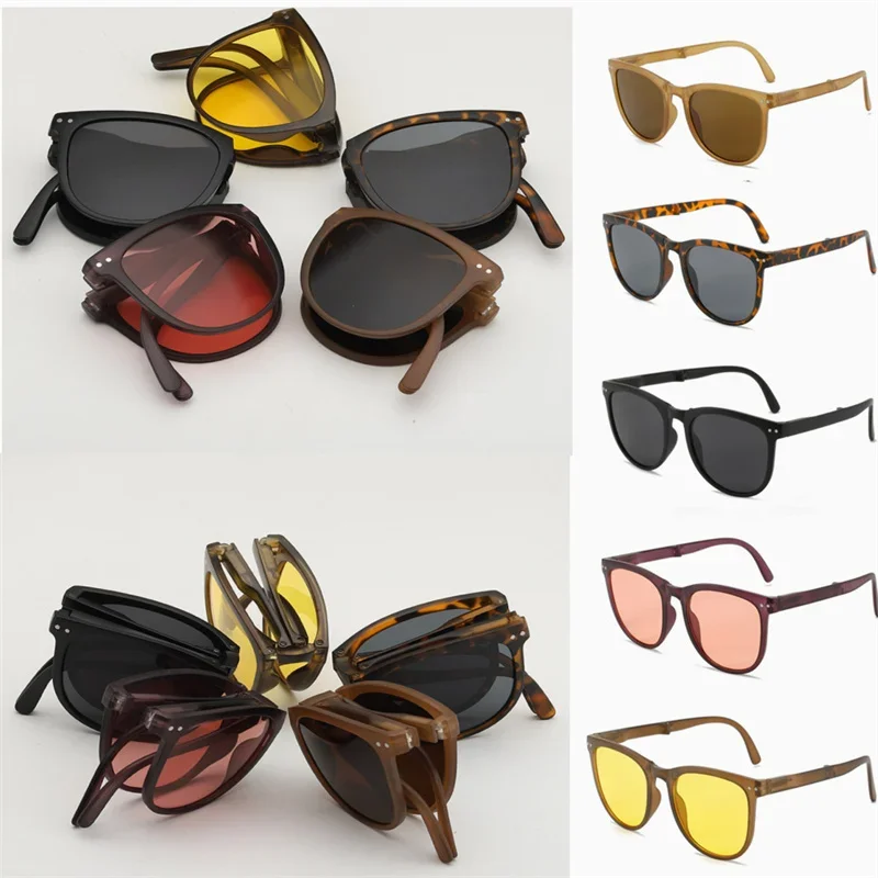 Folding Sunglasses Women Polarized Sun Glasses Men Night Vision Driving Eyewear Portable Sunglass WIth Glasses Case