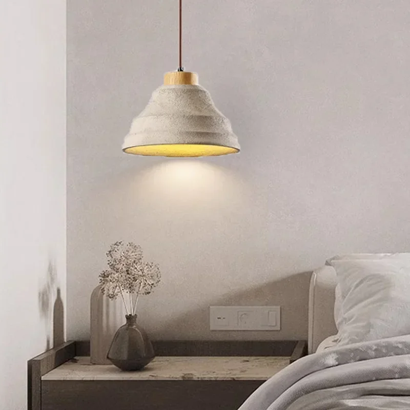 Wabi-Sabi Bedside Hanging Lamp Retro Hallway Restaurant Bar Cement Chandelier Cookies In Homestay Bedroom Pendant Lights