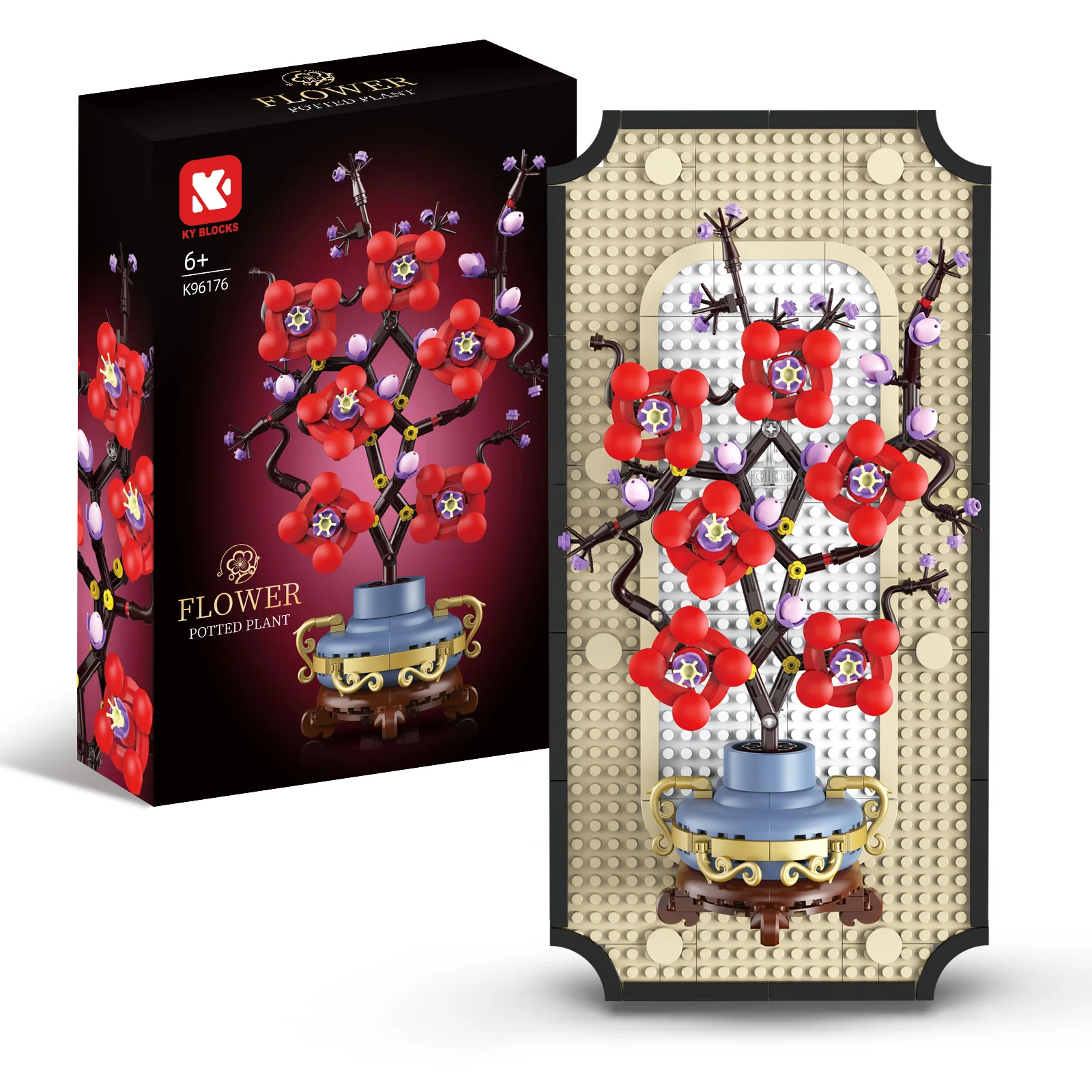 

529PCS Plum Blossom 3D Wall Art Building Blocks with Preserved Flowers