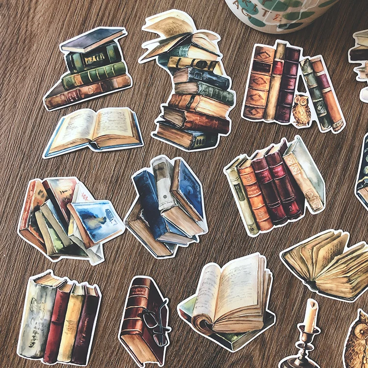 15pcs Vintage books stickers DIY scrapbooking album junk journal happy planner decorative stickers