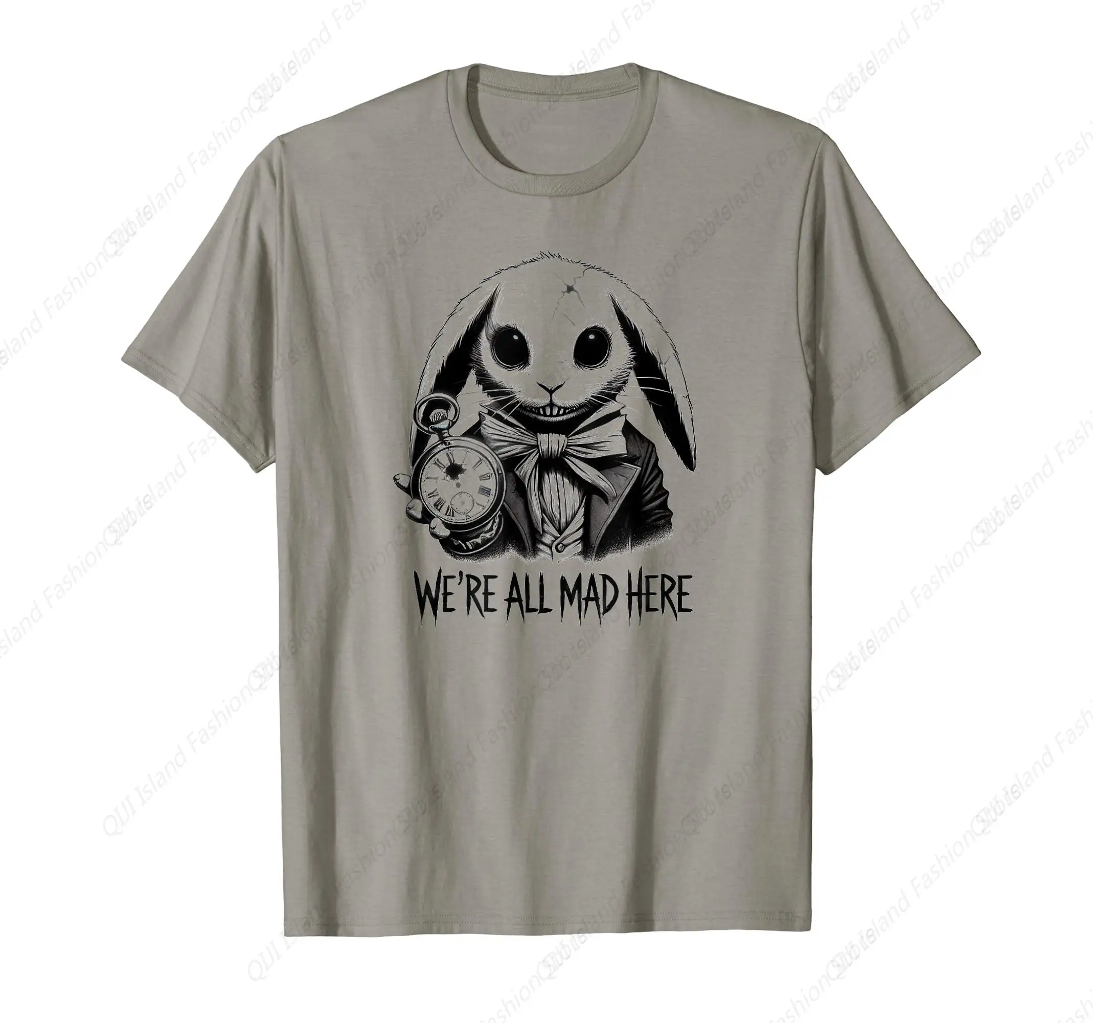 

Alice in Wonderland - We're All Mad Here Rabbit Hatter Quote T-Shirt
