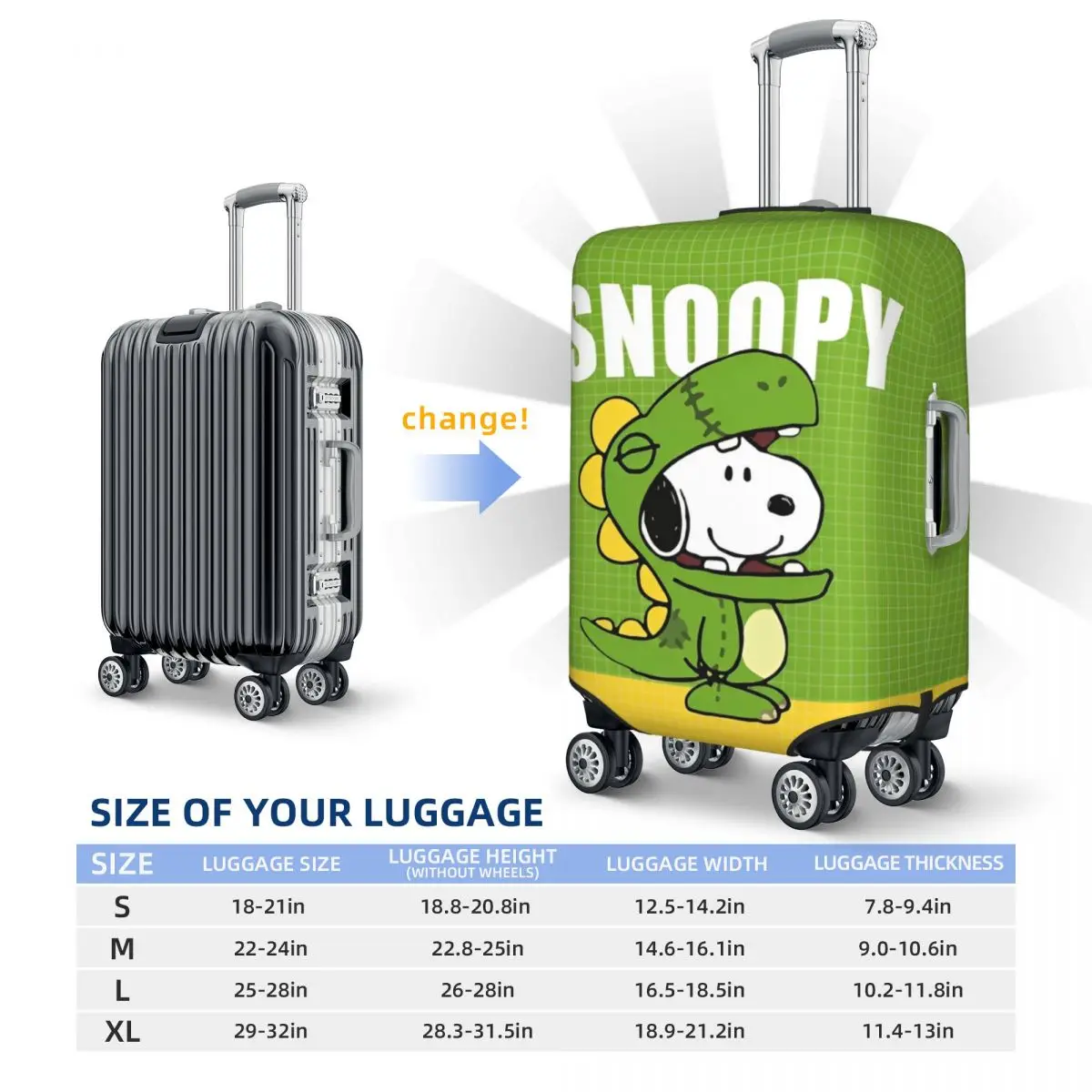 Custom Cute Cartoon Snoopy Suitcase Cover Fun Sanrio Snoopy Woodstock With Friends Travel Protection Luggage Supplies Holiday