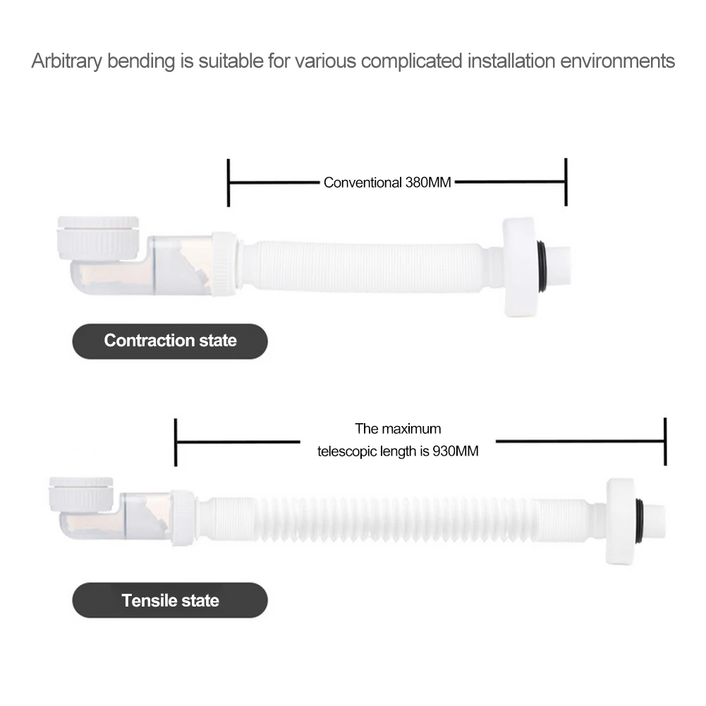 

G1-1/4 сливной шланг, гибкая компактная труба для отходов, регулируемый сифон, сливная труба, аксессуары для ванной комнаты, слив в пол