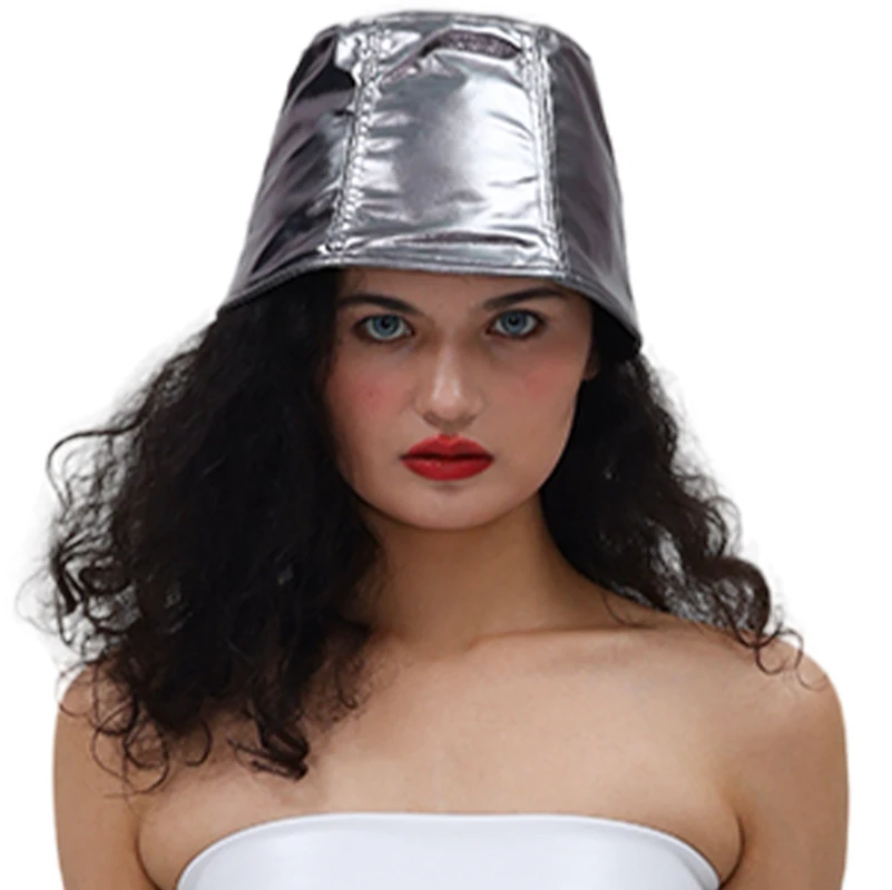 Женская модная рыбацкая шляпа Сверкающая шляпа Светоотражающая шляпа в стиле хип-хоп Rave Металлическая повседневная вечерние танцевальная дискотека Шикарная шляпа Модная винтажная шляпа