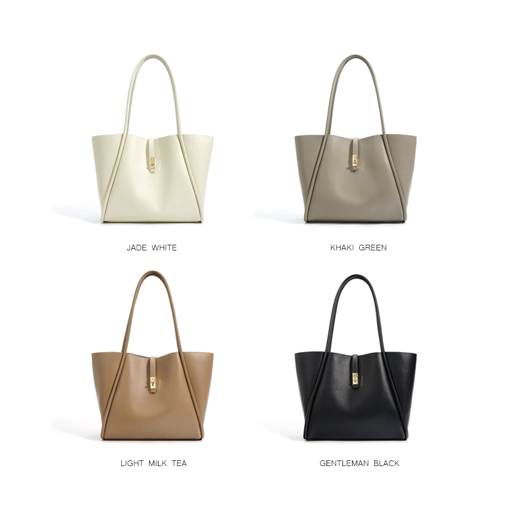 Luxury Designer Female Tote Bags Split Leather Fashion Commuting Work Tote Bags Versatile Shoulder Bags