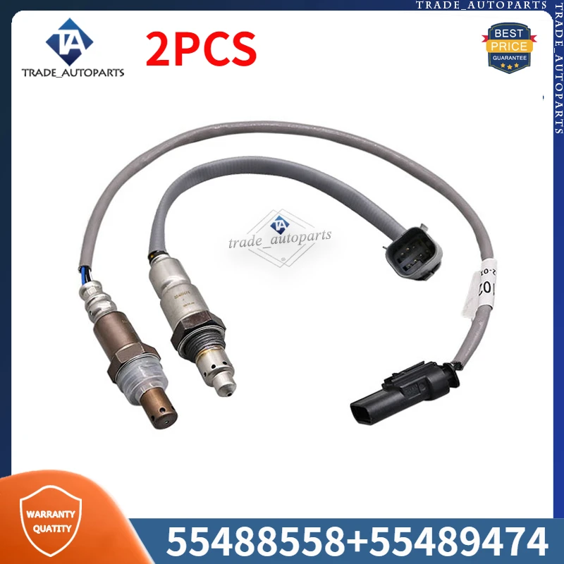 2PCS Lambda Oxygen Sensor 55488558 55489474 For 2021-2022 Buick Envision Cadillac CT4 CT5 Chevrolet Blazer Upstream & Downstream