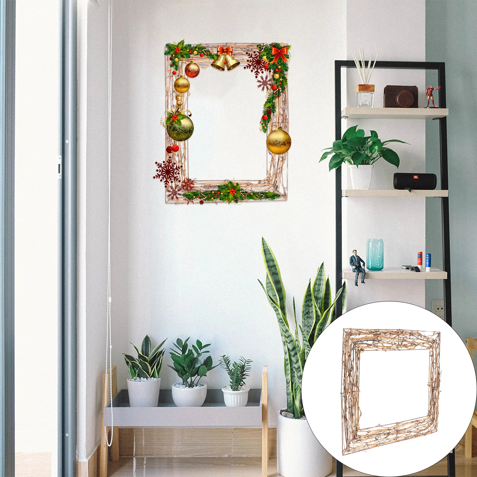 

1Pcs Natural Wreath Base Christmas Decoration Handmade Rattan Plaited Ornament for Wall Door Window Holiday Decorations