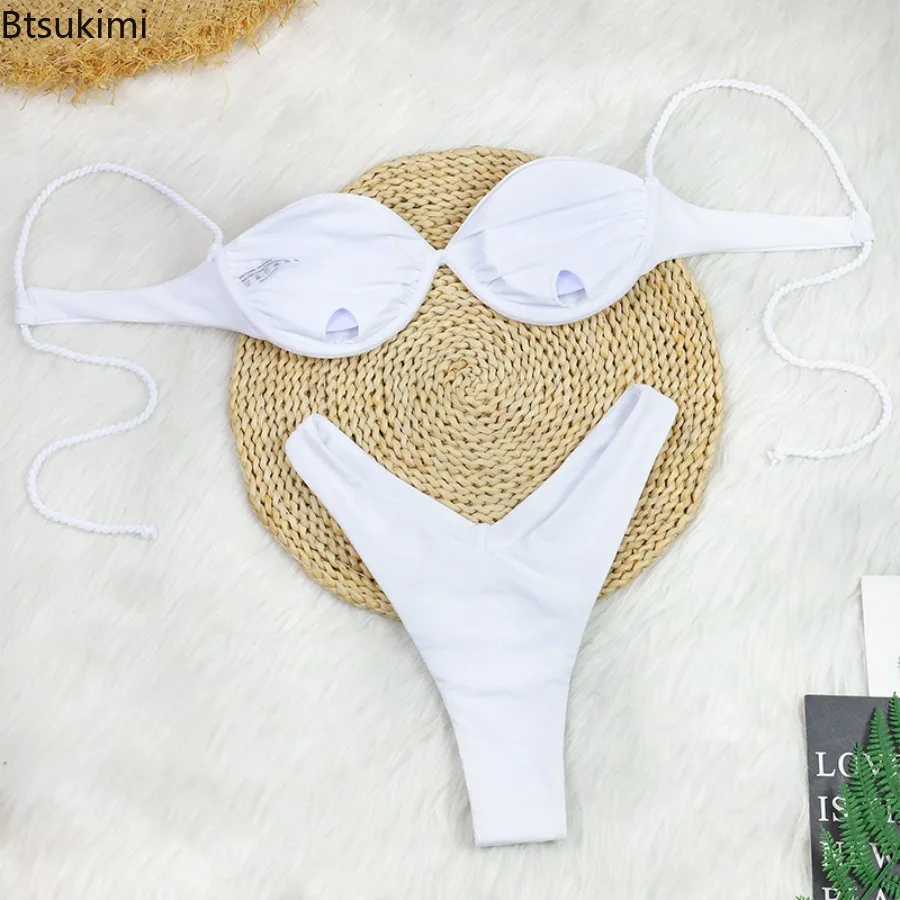 2025 Nuovo Bikini Set a due pezzi Costume da bagno Lady New Fashion Sexy Tinta unita Casual Costume da bagno Donna Micro Bikini Costumi da bagno