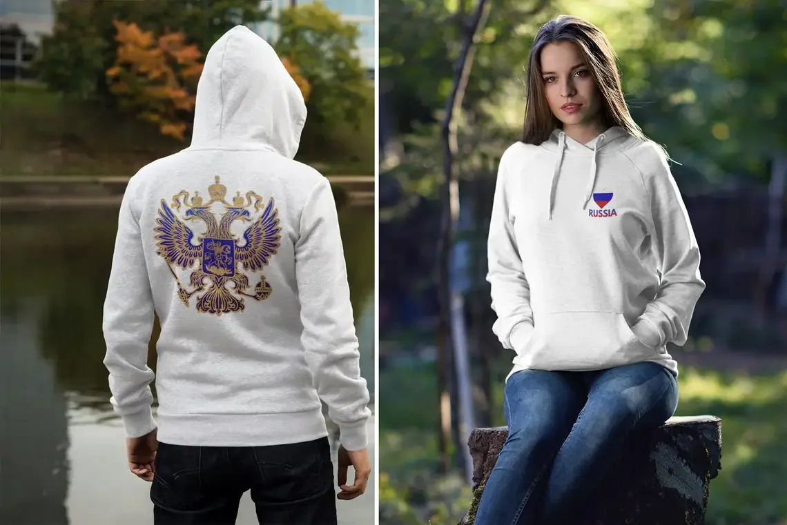 Russian Double-headed Eagle Badge Flag Love Russia Unisex Pullover Hoodie 100% Cotton Comfortable Casual Patriotic Streetwear