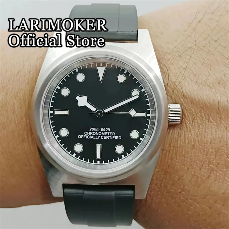 

LARIMOKER 38mm Sunburst Bezel NH35A PT5000 movement Men Watch Black Blue green Luminescence Watch Dial Rubber Strap