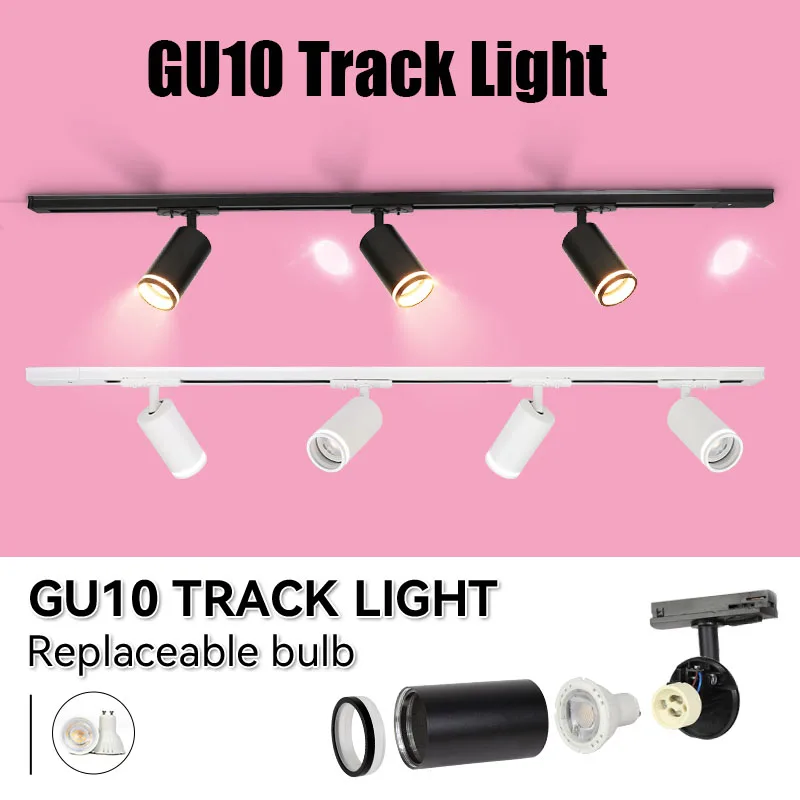 GU10 LED Spot light Rails Track Lamps Replaceable GU10 Bulbs Set Track Light Spot Lamp For Indoor Ceiling Lighting Home Shop