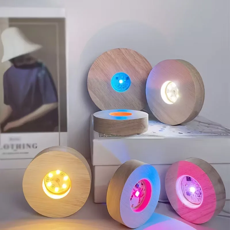 8cm LED Base Light Display Stand for Crystal 3D Photo Glass Art Tumbler RGB Multicolor Lighting Battery Powered or USB Plug in