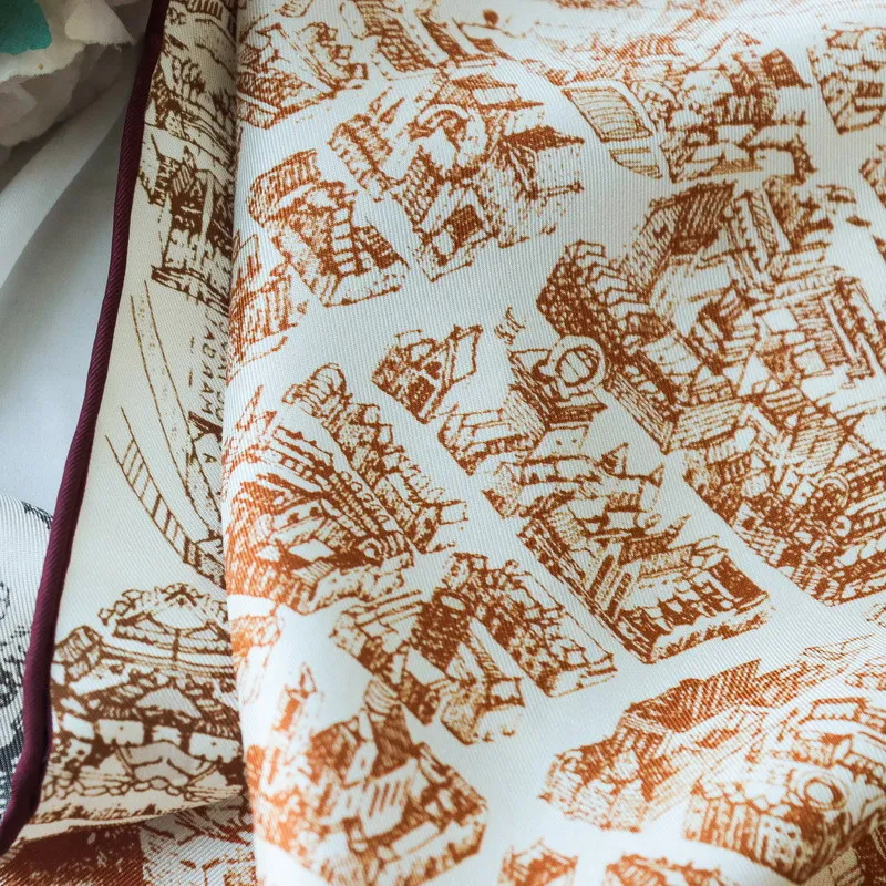 18 مللي متر وشاح حريري المرأة مزدوجة الوجهين وشاح التوت الفاخرة مصمم 90 اليد رولارد حواف عصابات حزام حقيبة اكسسوارات هدية