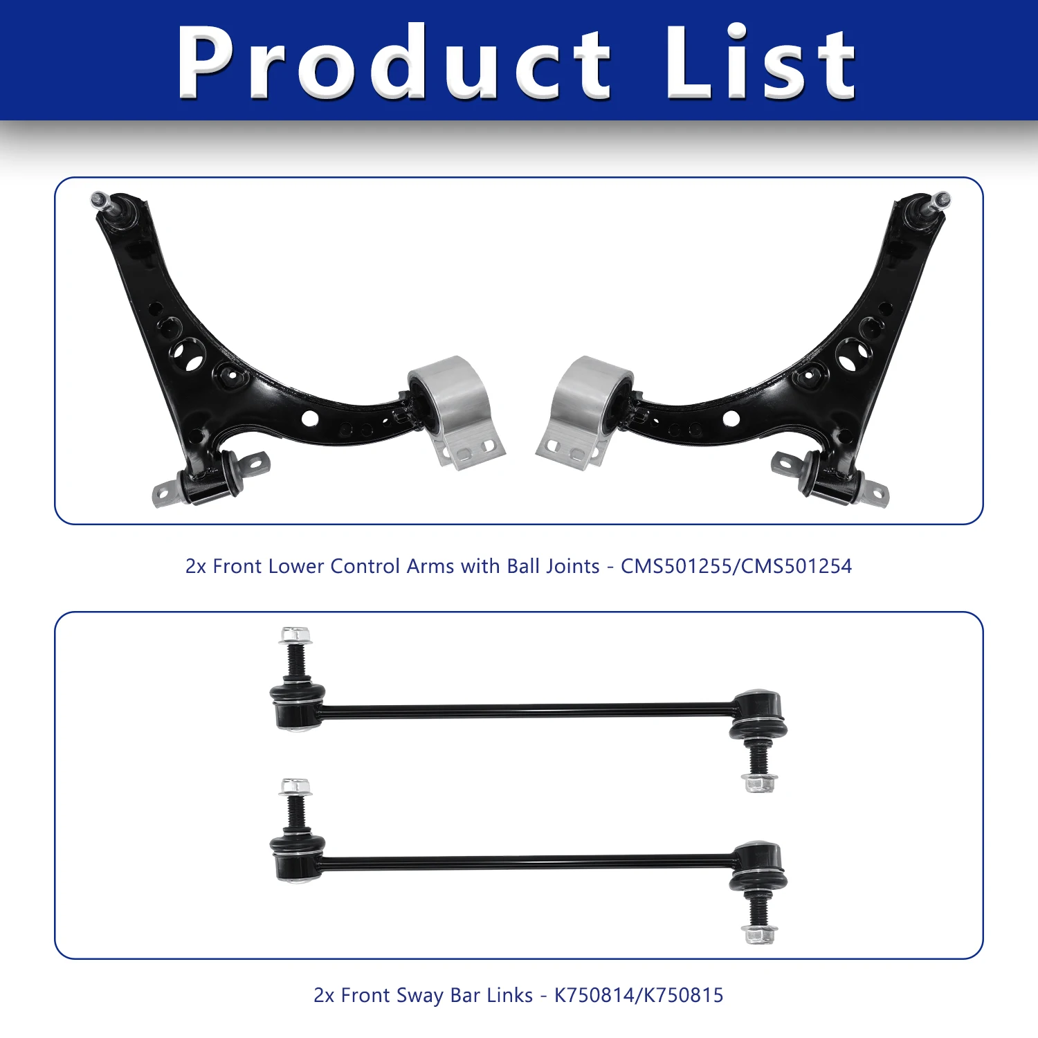 AzbuStag Front 4pcs Suspension Left Right Control Arm Sway Bar End Link Kit for Chevrolet Cruze Volt 2016-2019