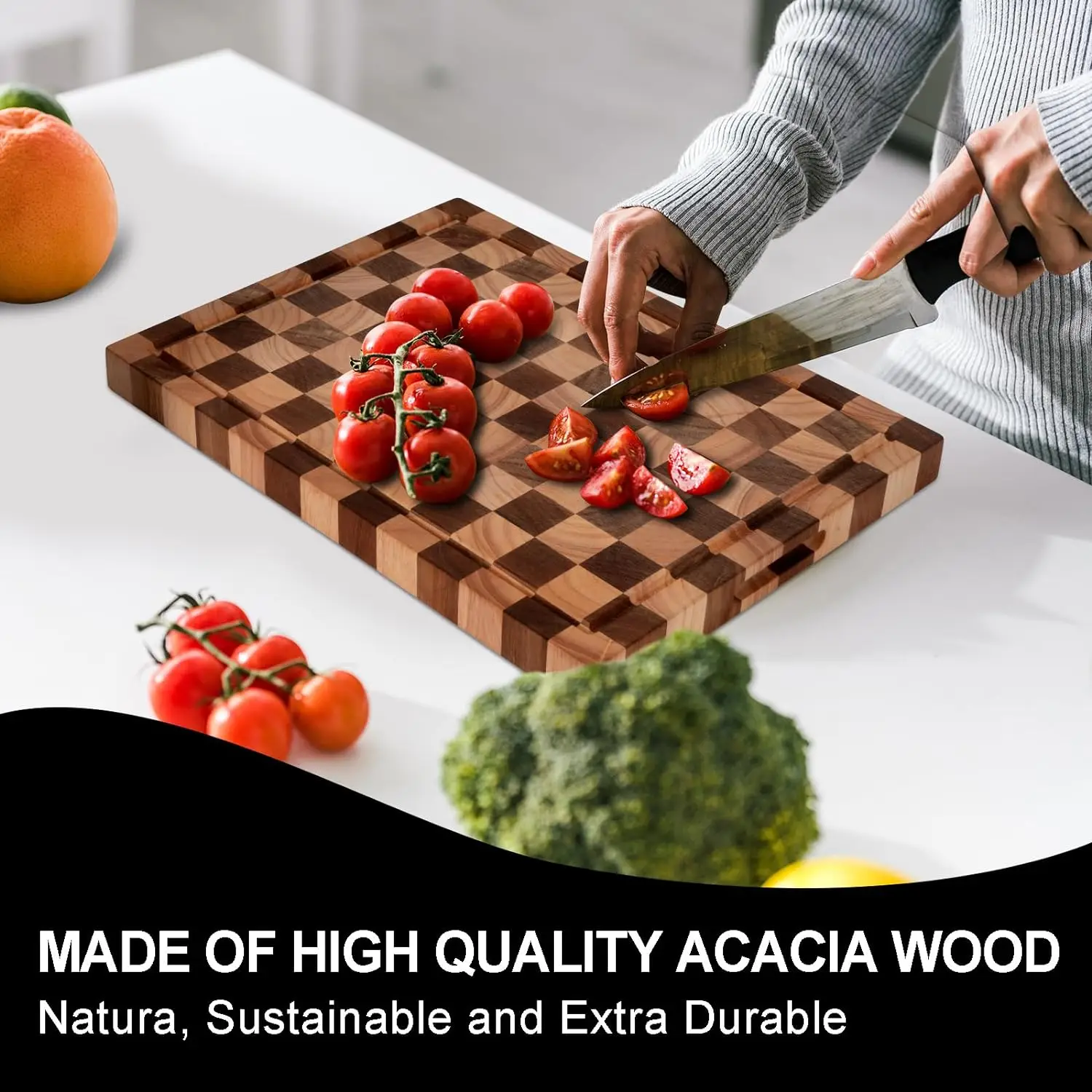 Wood Cutting Board 20x15x1.5 Inch, Butcher Block Cutting Board for Kitchen, Premium Cutting Board with Juice Groove