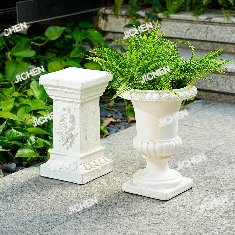 

ZQT винтажная белая римская колонна римский цветочный горшок набор уличное украшение двора садовый орнамент для ландшафтного дизайна