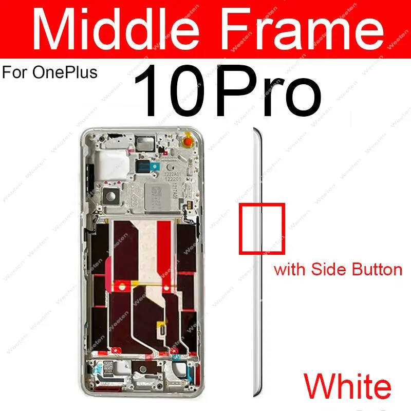 For One Plus Oneplus 1+ 9 9R 9Pro 9RT 10Pro Middle Frame Housing Rear Middle Frame Housing with Side Button Plate Chassis Parts