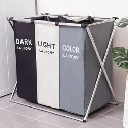 New 3 Compartment Laundry Hamper Folding Dirty Laundry Organizer Bathroom Waterproof Storage Basket Large Laundry Hamper Three C