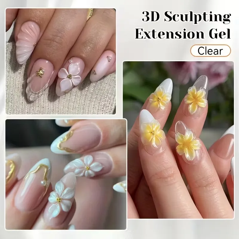 Hard Solid Nail Sculpting Gel, Non-Sticky 3D Carving Putty, Wash-Free Shapeable Model Gel for Chrome Powder Nail Art