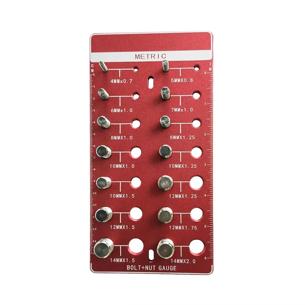 28-Piece Accurate Nut & Bolt Identifier Dual System Thread Checker With Visual Gauge Board Standard &Metric For Thread Measuring