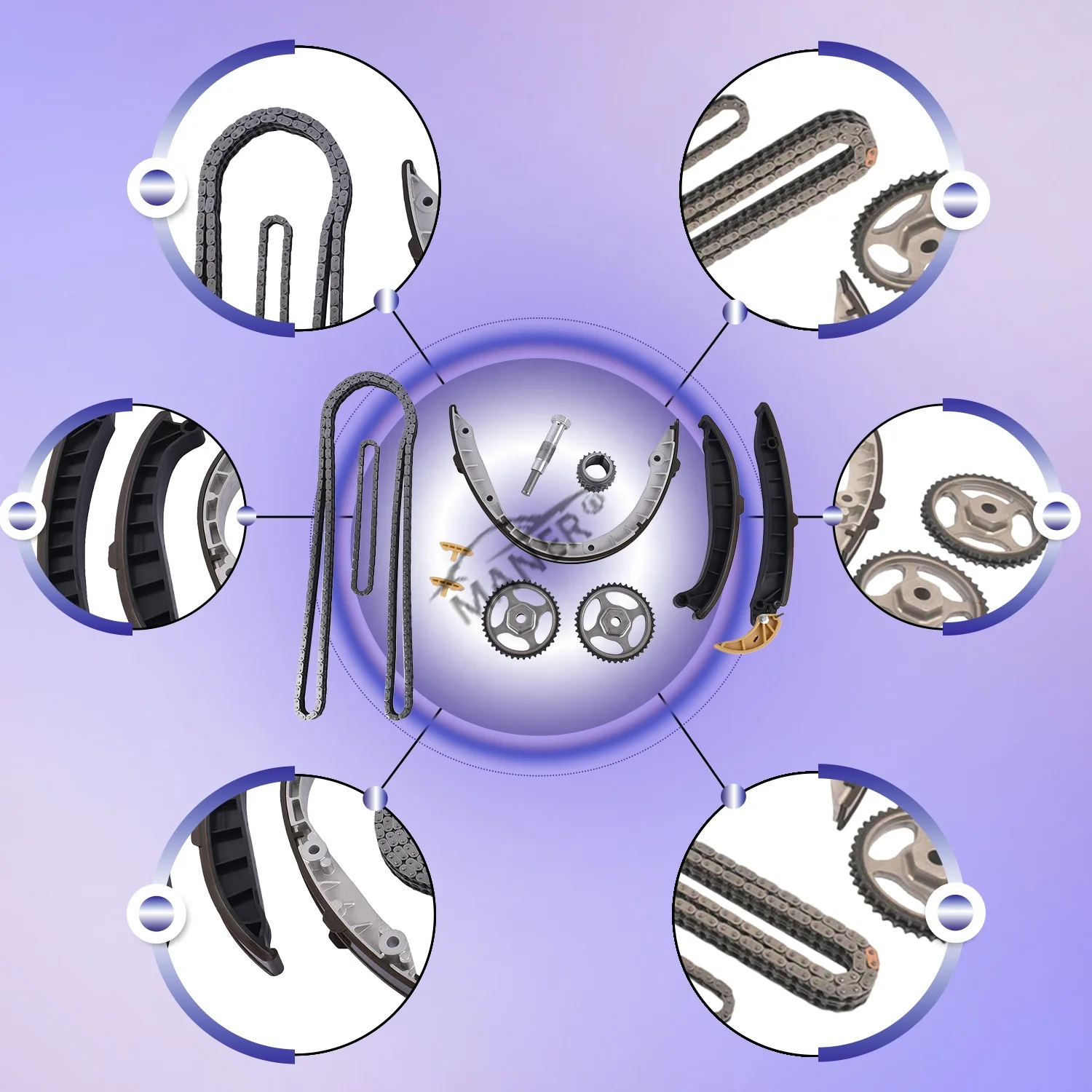 MANER 97010516910 Piezas de motor Control de sincronización del motor de coche Kit de guías de tensor de cadena de distribución para Porsche Panamera 970 3.6L 11-16