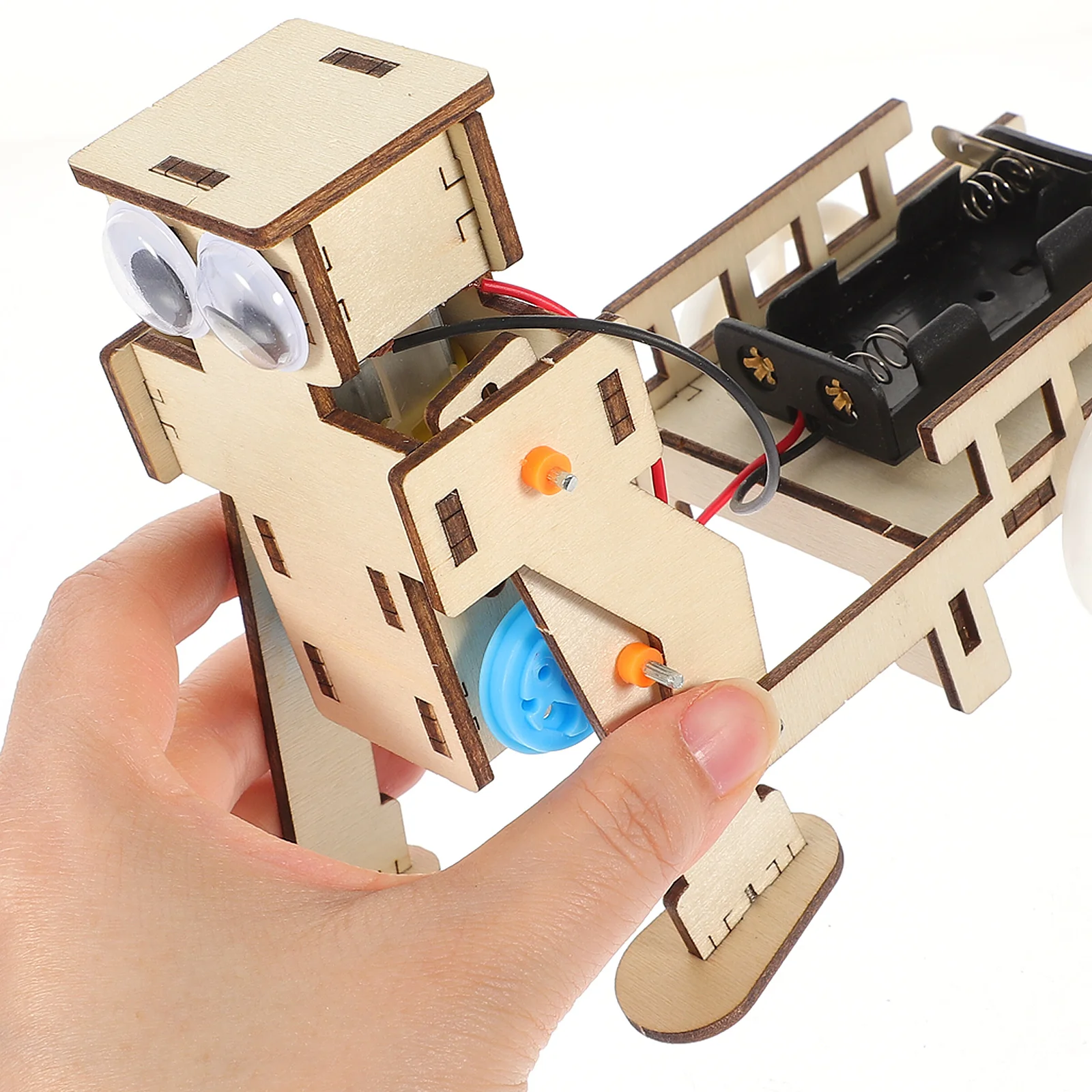 

1 Set Kit Toy Intellectual Wooden Puzzle Plastic Science Project Child Kids Diy Robot Building Kit Wooden Robot Science
