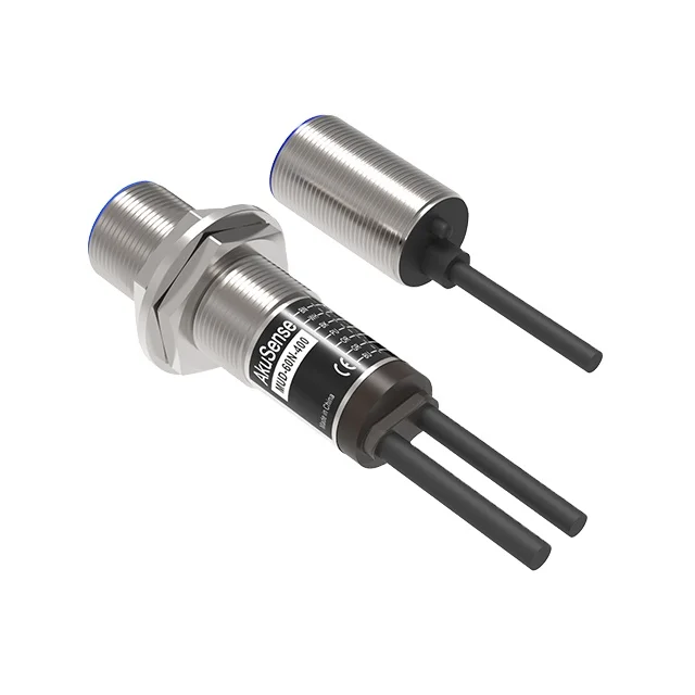 

Cylindrical IP65 200kHz Double Sheet Detection Sensor MUD-60N-200 Detection Range20~60mm 2m PUR Cable Ultrasonic Sensor