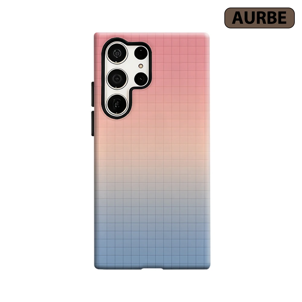 Gradient Grid Phone Case for Samsung Galaxy S26 S25 Ultra S24 S23 Ultra Plus Shockproof Double Layer Tough Back Cover
