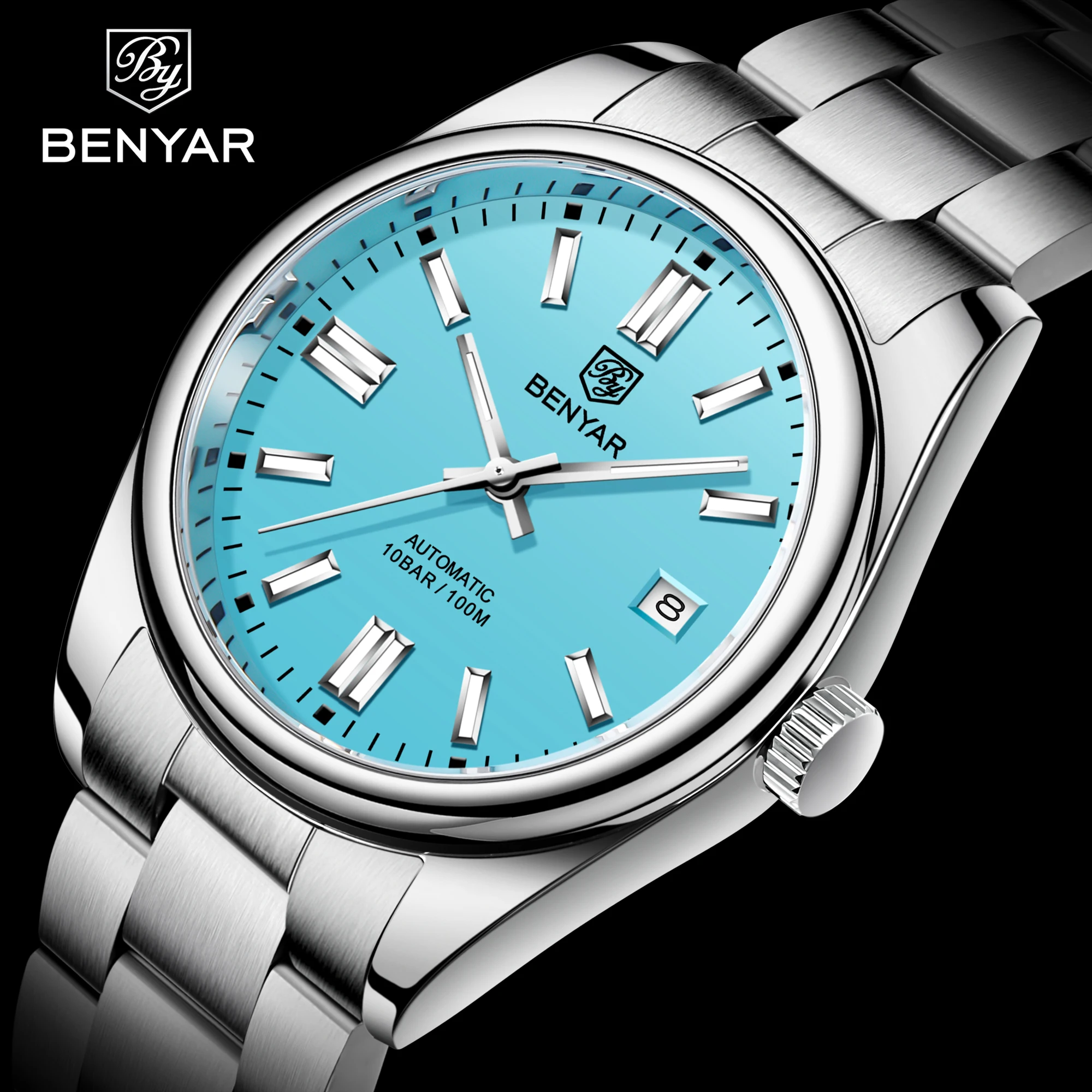 2022 BENYAR New Luxury Men Mechanical Wristwatches 10Bar Waterproof Automatic Watch Stainless Steel Sports Diving Watch for Men