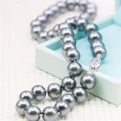 8 10 12mm Round Silvercolor Gray Pearl Shell Necklace Women Hand Made Jewelry Making Design Fashion Accessory Gifts For Mother