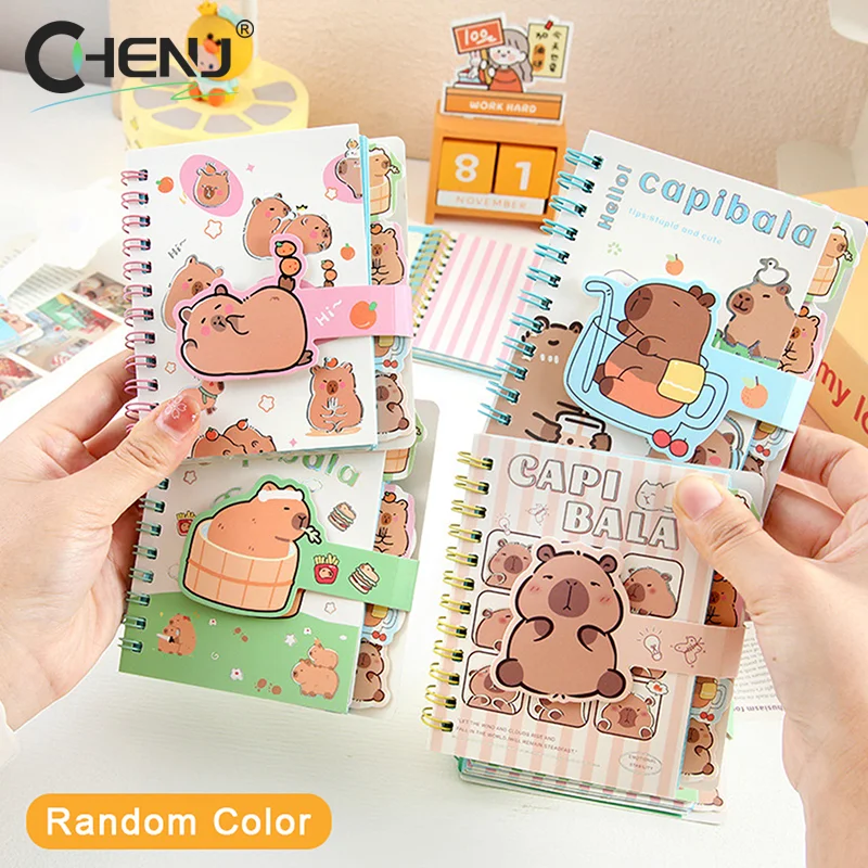 Cute Capybara Coil Book A7 Loose-Leaf Notebook Notepad Learn Stationery Planner Diary Weekly Planner School Supplies Gifts