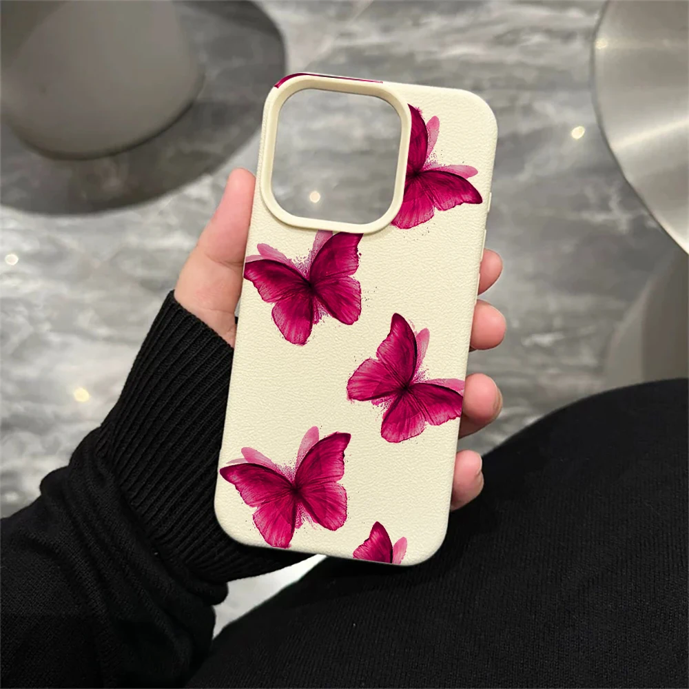 Fuchsia Schmetterling Handyhülle für iPhone 17 16 15 14 13 12 11 Pro Max 16 15 14 Plus 17 16 15 14 13 Pro 17Air Silikon Matte Hülle – Detail 5