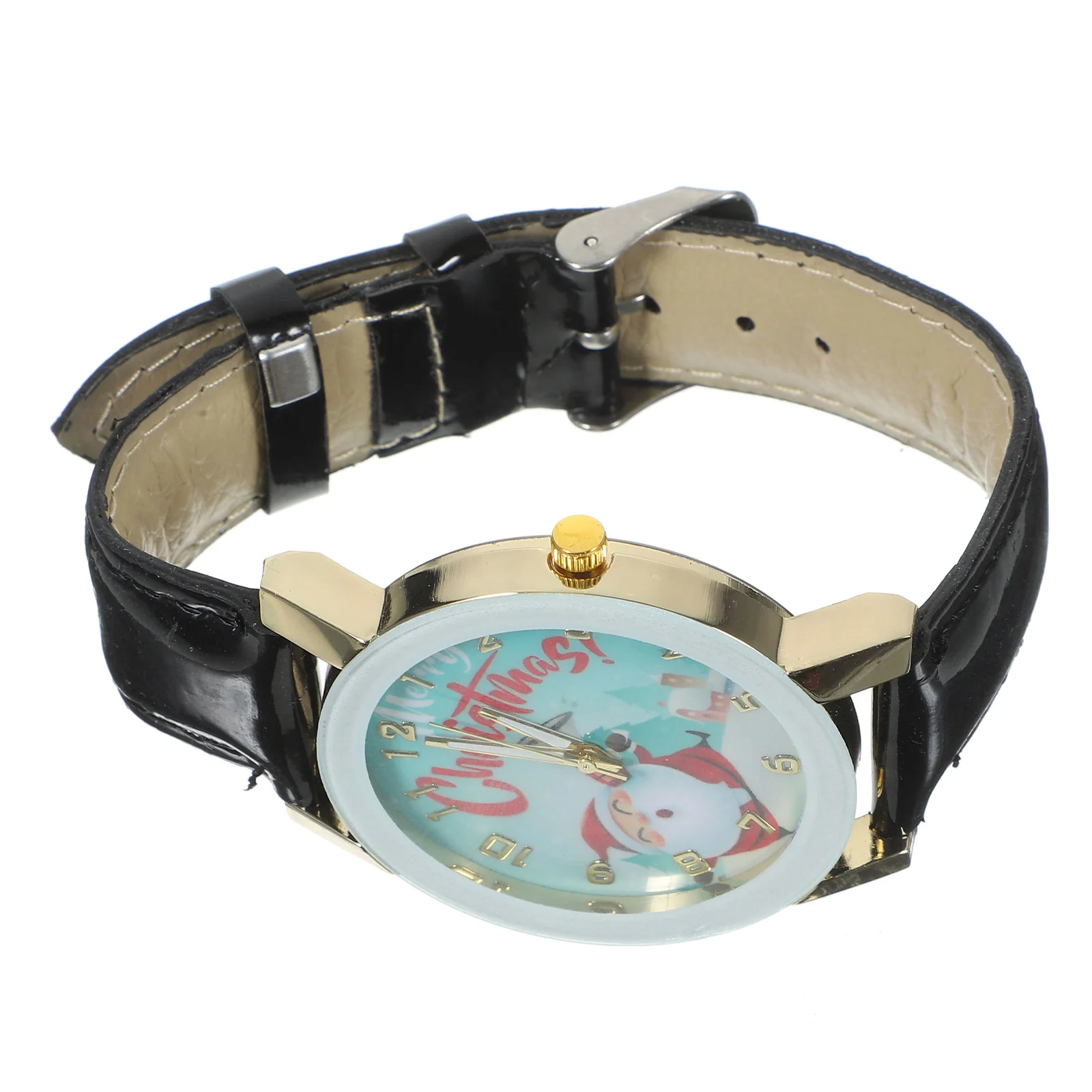 1PC kersthorloge cartoon patroon horloge quartz horloge met riem (wit) kersthorloge horloge voor dames