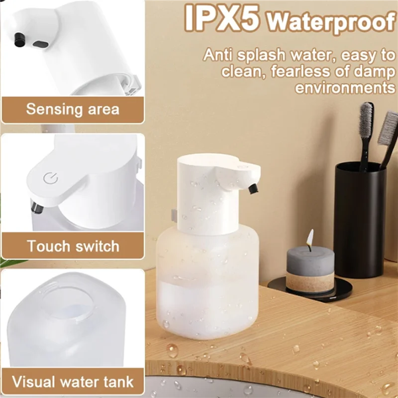 

AB13-2X Автоматический дозатор мыла Бесконтактный дозатор пенного мыла 550 мл USB перезаряжаемый регулируемый дозатор пенного мыла Белый